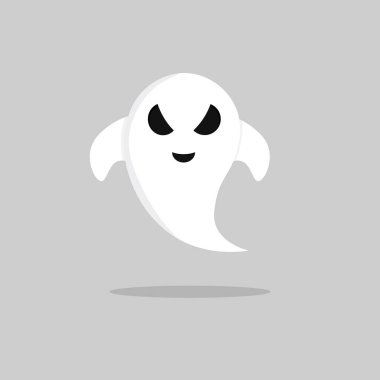 Ghost icon, Halloween symbol, flat graphic design template, vector illustration