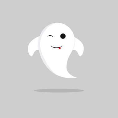 Ghost icon, Halloween symbol, flat graphic design template, vector illustration
