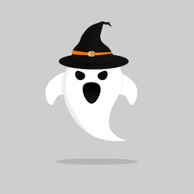 Ghost icon, Halloween symbol, flat graphic design template, vector illustration