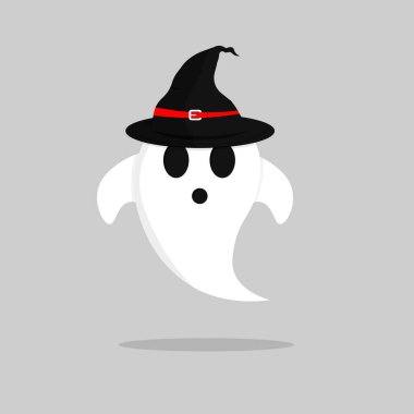Ghost icon, Halloween symbol, flat graphic design template, vector illustration