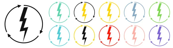 Renewable Energy Icons Graphic Design Template Lightning Bolt Set Alternative — Vetor de Stock