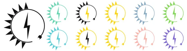 Renewable Energy Icons Graphic Design Template Lightning Bolt Set Alternative — Stock Vector