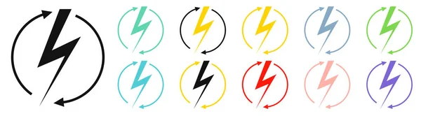 Renewable Energy Icons Graphic Design Template Lightning Bolt Set Alternative — 图库矢量图片