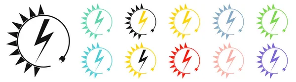 Renewable Energy Icons Graphic Design Template Lightning Bolt Set Alternative — Stockvektor