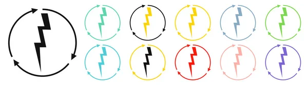 Renewable Energy Icons Graphic Design Template Lightning Bolt Set Alternative — 图库矢量图片