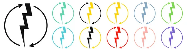 Renewable Energy Icons Graphic Design Template Lightning Bolt Set Alternative — Stockvektor