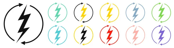 Renewable Energy Icons Graphic Design Template Lightning Bolt Set Alternative — Wektor stockowy