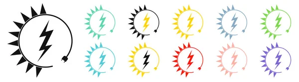 Renewable Energy Icons Graphic Design Template Lightning Bolt Set Alternative — Image vectorielle