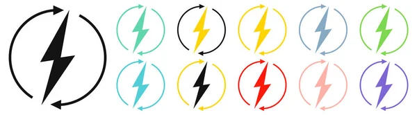 Renewable Energy Icons Graphic Design Template Lightning Bolt Set Alternative — Wektor stockowy