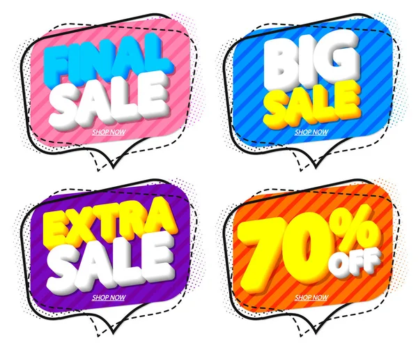 Set Sale Banners Design Template Tags Desconto Grande Promoção Ilustração — Vetor de Stock