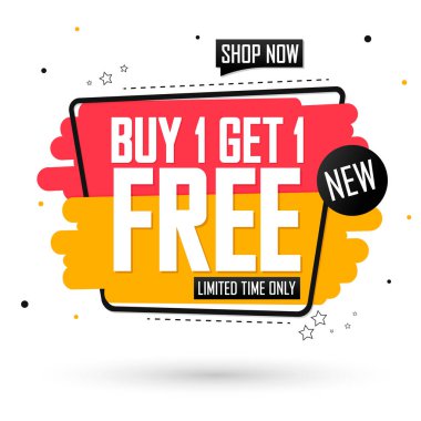 Buy 1 Get 1 Free, Sale poster design template, special offer, bogo banner, final deal, spend up and save more, dont miss out, vector illustration