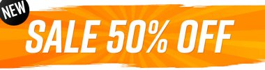 Sale 50% off, web banner design template, discount horizontal poster, vector illustration 