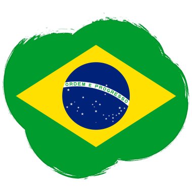 Flag of Brazil, banner with grunge brush. Background with national country symbol. Vector illustration.