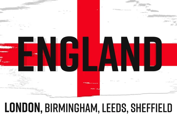 England Flag Banner Grunge Brush National Flag Original Colors — Stockvektor