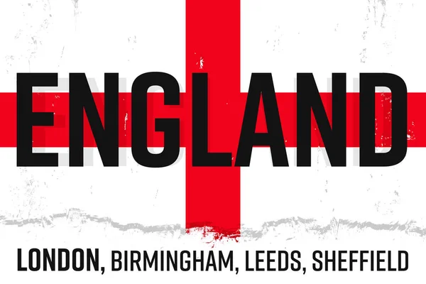 England Flag Banner Grunge Brush National Flag Original Colors — 图库矢量图片