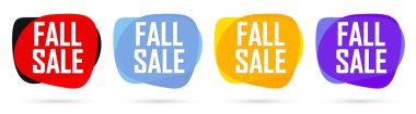 Fall Sale. Set discount banners, Autumn deal tags design template, spend up and save more, vector illustration