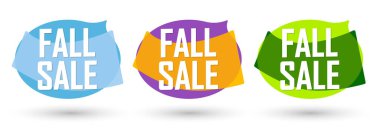 Fall Sale. Set discount banners, Autumn deal tags design template, spend up and save more, vector illustration