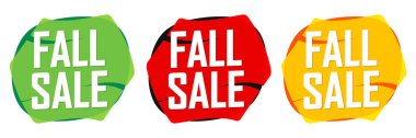 Fall Sale. Set discount banners, Autumn deal tags design template, spend up and save more, vector illustration