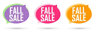 Fall Sale. Set discount banners, Autumn deal tags design template, spend up and save more, vector illustration
