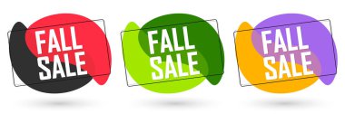 Fall Sale. Set discount banners, Autumn deal tags design template, spend up and save more, vector illustration