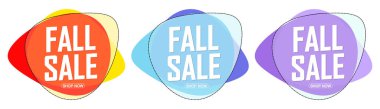 Fall Sale. Set discount banners, Autumn deal tags design template, spend up and save more, vector illustration
