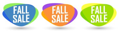 Fall Sale. Set discount banners, Autumn deal tags design template, spend up and save more, vector illustration