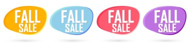 Fall Sale. Set discount banners, Autumn deal tags design template, spend up and save more, vector illustration