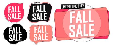 Fall Sale. Set discount banners, Autumn deal tags design template, spend up and save more, vector illustration