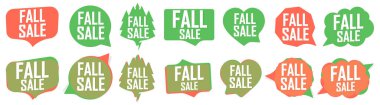 Fall Sale. Set discount banners, Autumn deal tags design template, spend up and save more, vector illustration