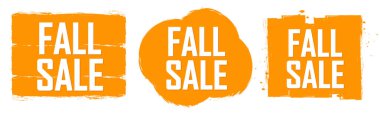 Fall Sale. Set discount banners, Autumn deal tags design template, spend up and save more, vector illustration