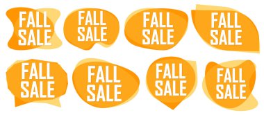 Fall Sale. Set discount banners, Autumn deal tags design template, spend up and save more, vector illustration