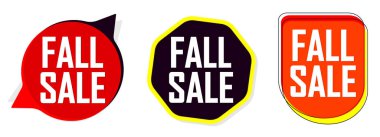 Fall Sale. Set discount banners, Autumn deal tags design template, spend up and save more, vector illustration