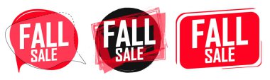 Fall Sale. Set discount banners, Autumn deal tags design template, spend up and save more, vector illustration
