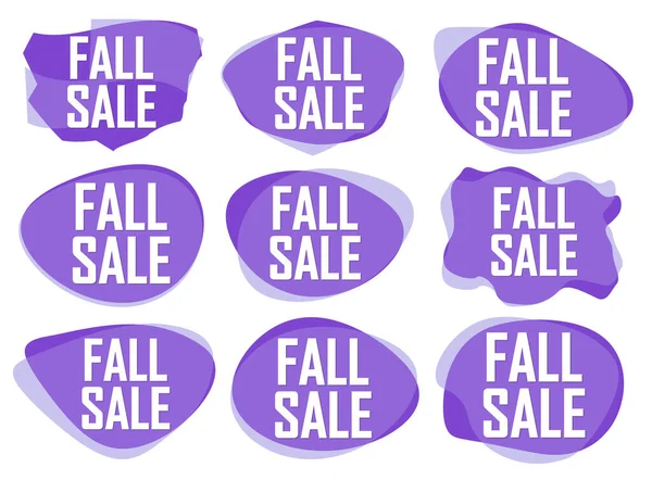 Fall Sale. Set discount banners, Autumn deal tags design template, spend up and save more, vector illustration