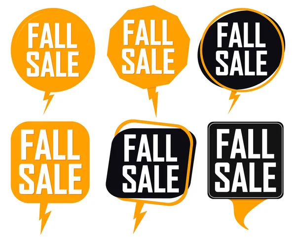 Fall Sale. Set discount banners, Autumn deal tags design template, spend up and save more, vector illustration