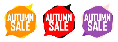 Autumn Sale. Set discount banners, deal tags design template, spend up and save more, vector illustration