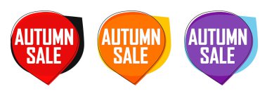 Autumn Sale. Set discount banners, deal tags design template, spend up and save more, vector illustration