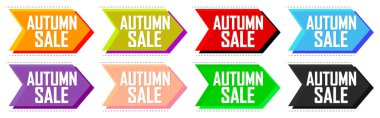 Autumn Sale. Set discount banners, deal tags design template, spend up and save more, vector illustration