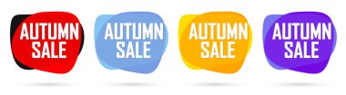 Autumn Sale. Set discount banners, deal tags design template, spend up and save more, vector illustration