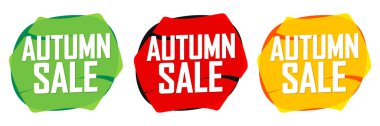 Autumn Sale. Set discount banners, deal tags design template, spend up and save more, vector illustration