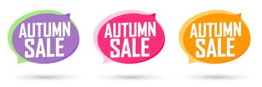 Autumn Sale. Set discount banners, deal tags design template, spend up and save more, vector illustration