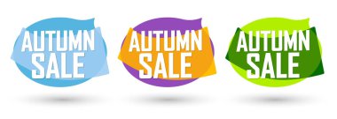 Autumn Sale. Set discount banners, deal tags design template, spend up and save more, vector illustration