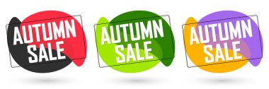 Autumn Sale. Set discount banners, deal tags design template, spend up and save more, vector illustration