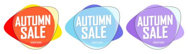 Autumn Sale. Set discount banners, deal tags design template, spend up and save more, vector illustration