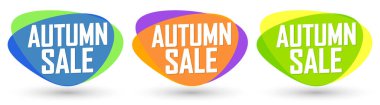 Autumn Sale. Set discount banners, deal tags design template, spend up and save more, vector illustration