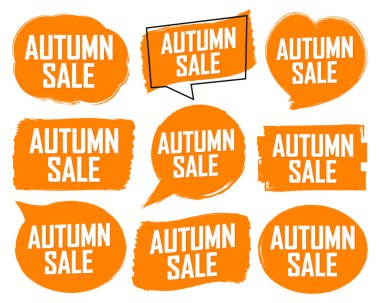 Autumn Sale. Set discount banners, deal tags design template, spend up and save more, vector illustration