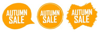 Autumn Sale. Set discount banners, deal tags design template, spend up and save more, vector illustration