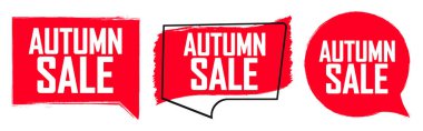 Autumn Sale. Set discount banners, deal tags design template, spend up and save more, vector illustration