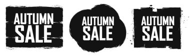 Autumn Sale. Set discount banners, deal tags design template, spend up and save more, vector illustration