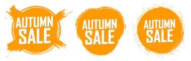 Autumn Sale. Set discount banners, deal tags design template, spend up and save more, vector illustration